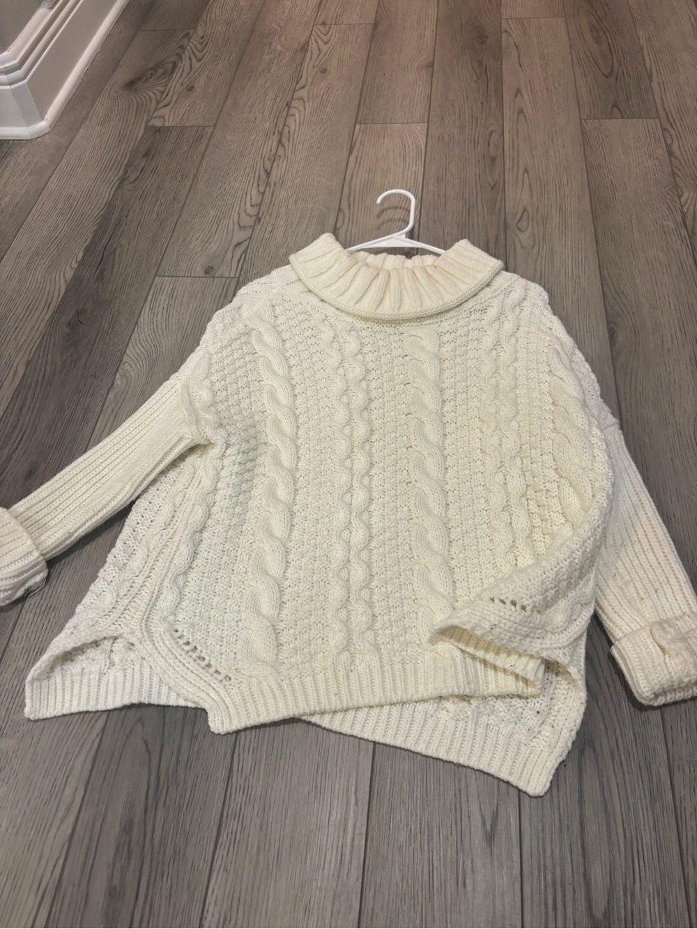 Cozy Cable Knit Turtleneck Sweater - Cream